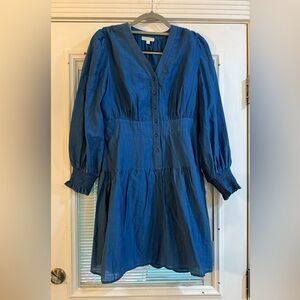 JADE Melody Tam Indigo V Neck Flounce Dress Size Small